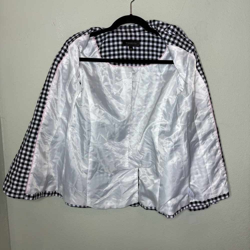 Talbots Black & White Linen Blend Gingham Blazer Size 4 - Picture 5 of 6